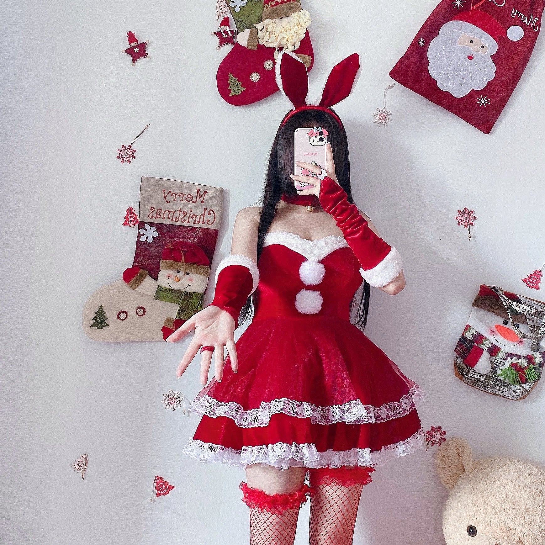 Christmas Fluffy Bunny Maid Dress