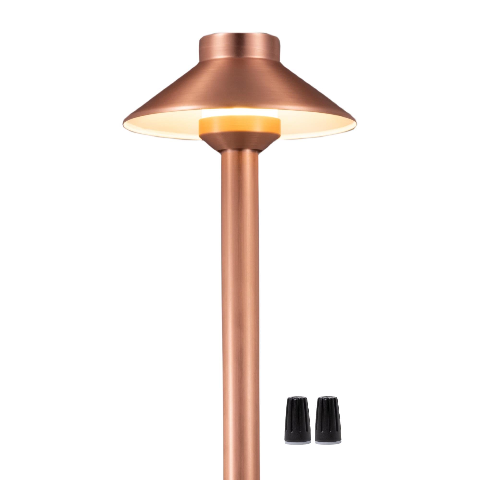 Gardenreet Lampe de chemin de paysage basse tension en laiton massif, éclairage d'accentuation extérieur à LED et éclairage de zone (chapeau)