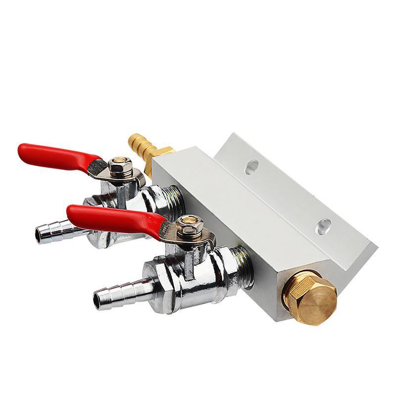 2 Way CO2 Gas Distribution Block Manifold with 7mm Hose Barbs Home Brewing Draft Beer Dispense Keg Wine Making