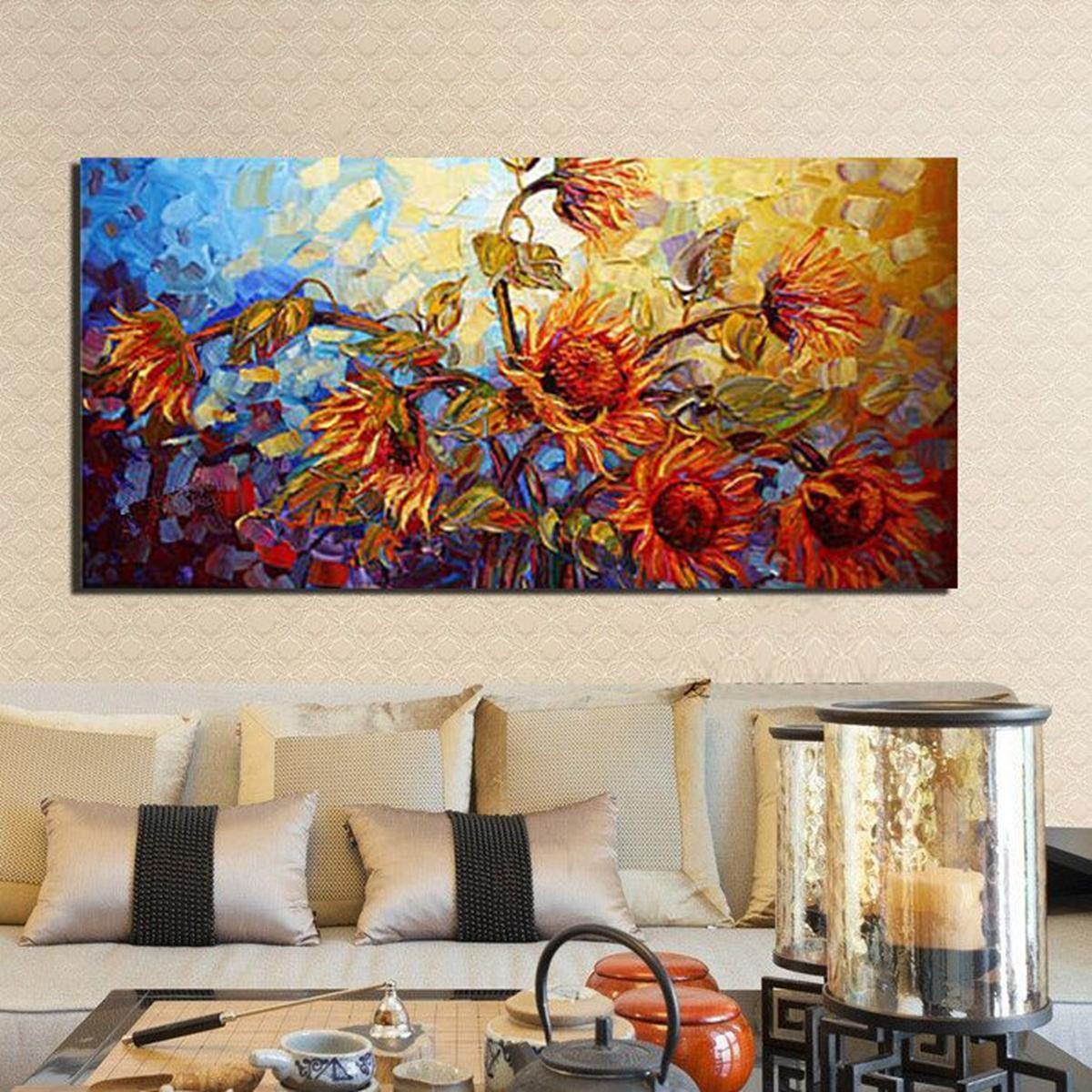 Impression sur toile abstraite de fleurs 120 x 60 cm, peintures à l'huile, décoration murale pour la maison, sans cadre 