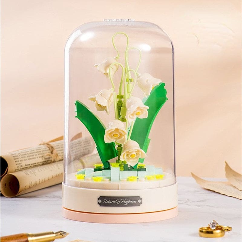 Building Blocks Flowers Bouquet DIY LED Flower Block Music Box Gift