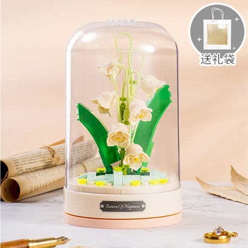 Building Blocks Flowers Bouquet DIY LED Flower Block Music Box Gift