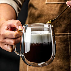 Double Walled Glass Coffee Cup – 450ml Insulated Coffee Mug for Hot Beverages