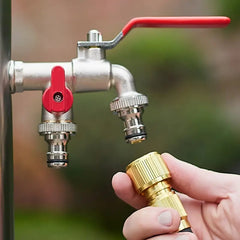 DualFlow Stainless Steel 2-Outlet Garden Faucet | Screw-On Hose Bib Splitter