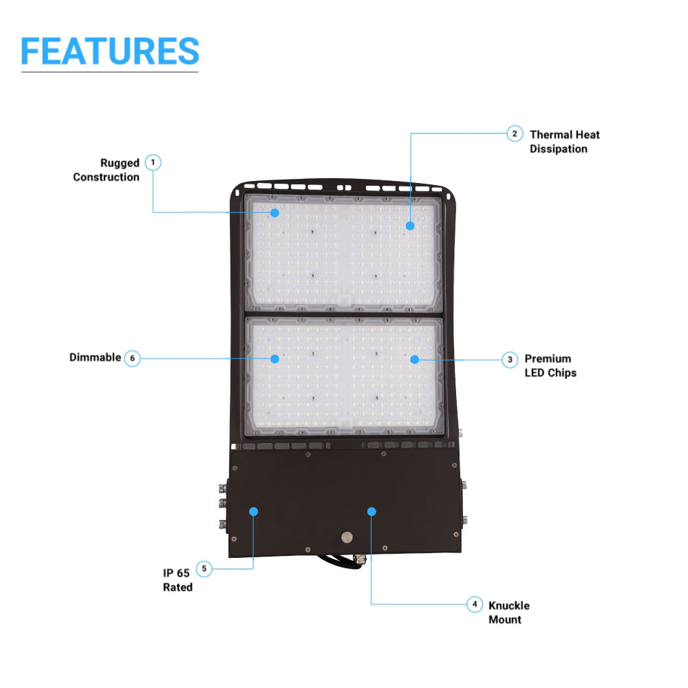 Projecteur LED 300 watts 5700K IP65 42000 lumens Bronze, à intensité variable, projecteur pour arrière-cour | terrain | stade | cour, éclairage de sécurité extérieur étanche, éclairage d'arène