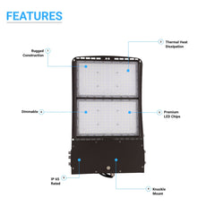 Projecteurs de stade à LED 240 W, 5 700 K, 34 000 lumens, à intensité variable, bronze, AC 100-277 V, étanche IP65, projecteur extérieur pour stade, arrière-cour, parking, éclairage d'arène