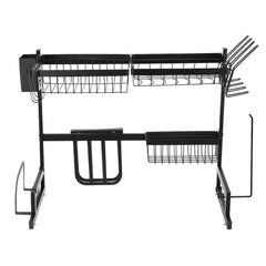 2 Tier Stainless Steel Utensil Holder Kitchen Over Sink Dish Drying Rack Stainless Steel Bowl Cutlery Drinkware Drainer Storage Shelf