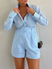 EasyBreeze Linen Blend Blouse & Shorts Set | Relaxed Warm-Weather Outfit