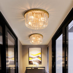 Elegant Crystal Flush Mount Ceiling Light – 40 cm Width, Iron and Crystal, Ideal for Living Room and Bedroom