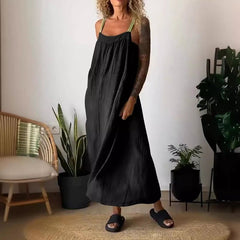 Essara Cotton-Linen Sling Dress | Airy Relaxed Fit | Sizes S-5XL