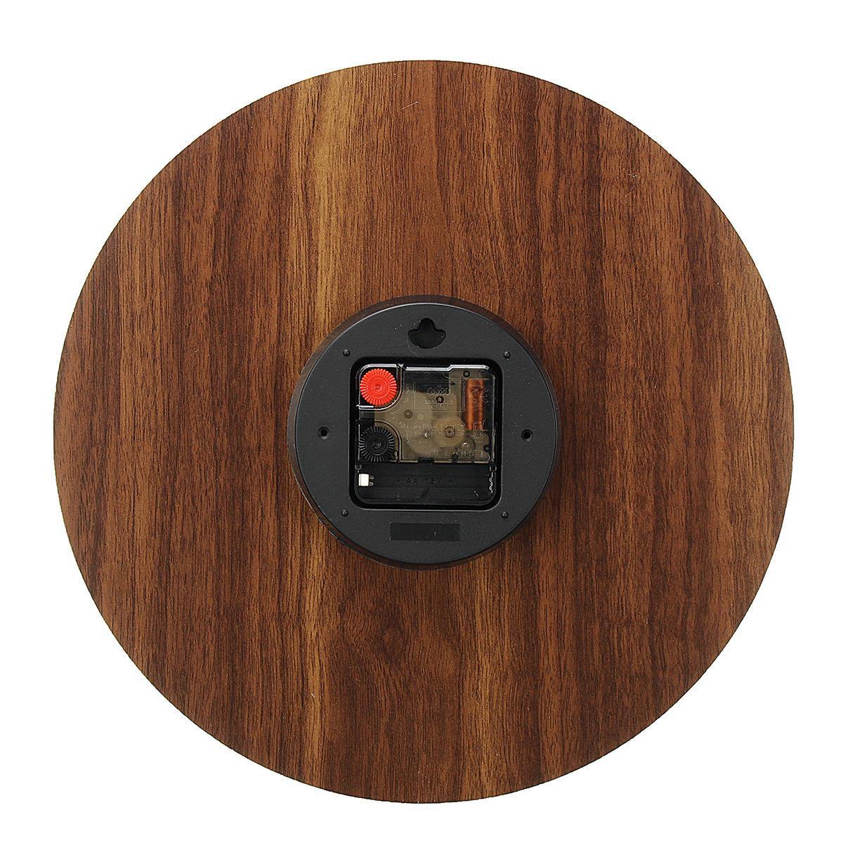 Horloge murale lumineuse de 12 pouces en bois silencieuse sans tic-tac avec veilleuse 