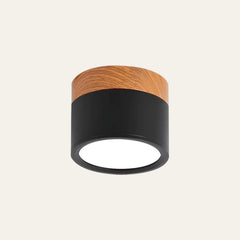 Flush Mount Ceiling Light with Energy-Efficient LED – Pink Wood Finish for Compact Spaces