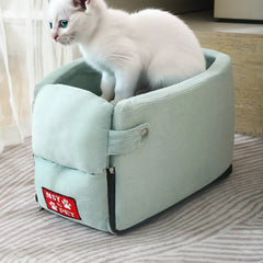 Foldable Pet Car Seat for Small Pets with Secure Console Fit