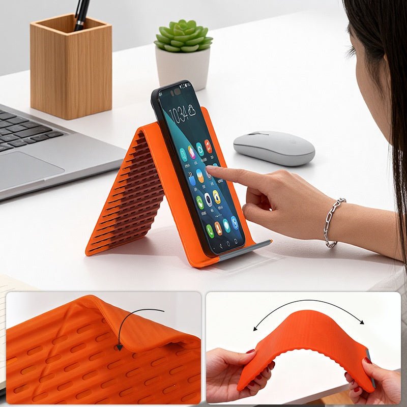 FoldEase Bendable Device Stand | Ultra-Slim Silicone Grip Phone Holder