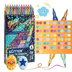Gemstone Art Marker Sets | Dual Tips for Glitter Crafts & Lettering