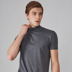 Harbor High-Neck Slim Fit Tee | Breathable Polyester-Silk Blend