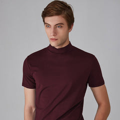 Harbor High-Neck Slim Fit Tee | Breathable Polyester-Silk Blend