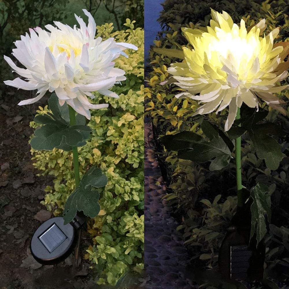 Lot de 2 lampes solaires de jardin en forme de chrysanthème