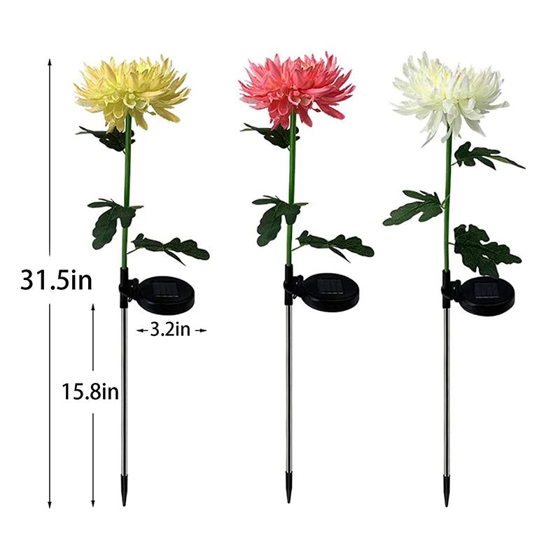 Lot de 2 lampes solaires de jardin en forme de chrysanthème