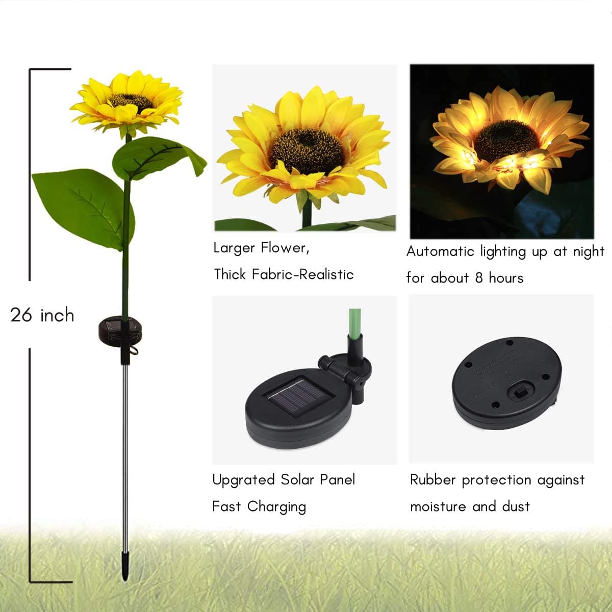 Lot de 2 lampes solaires en forme de tournesol