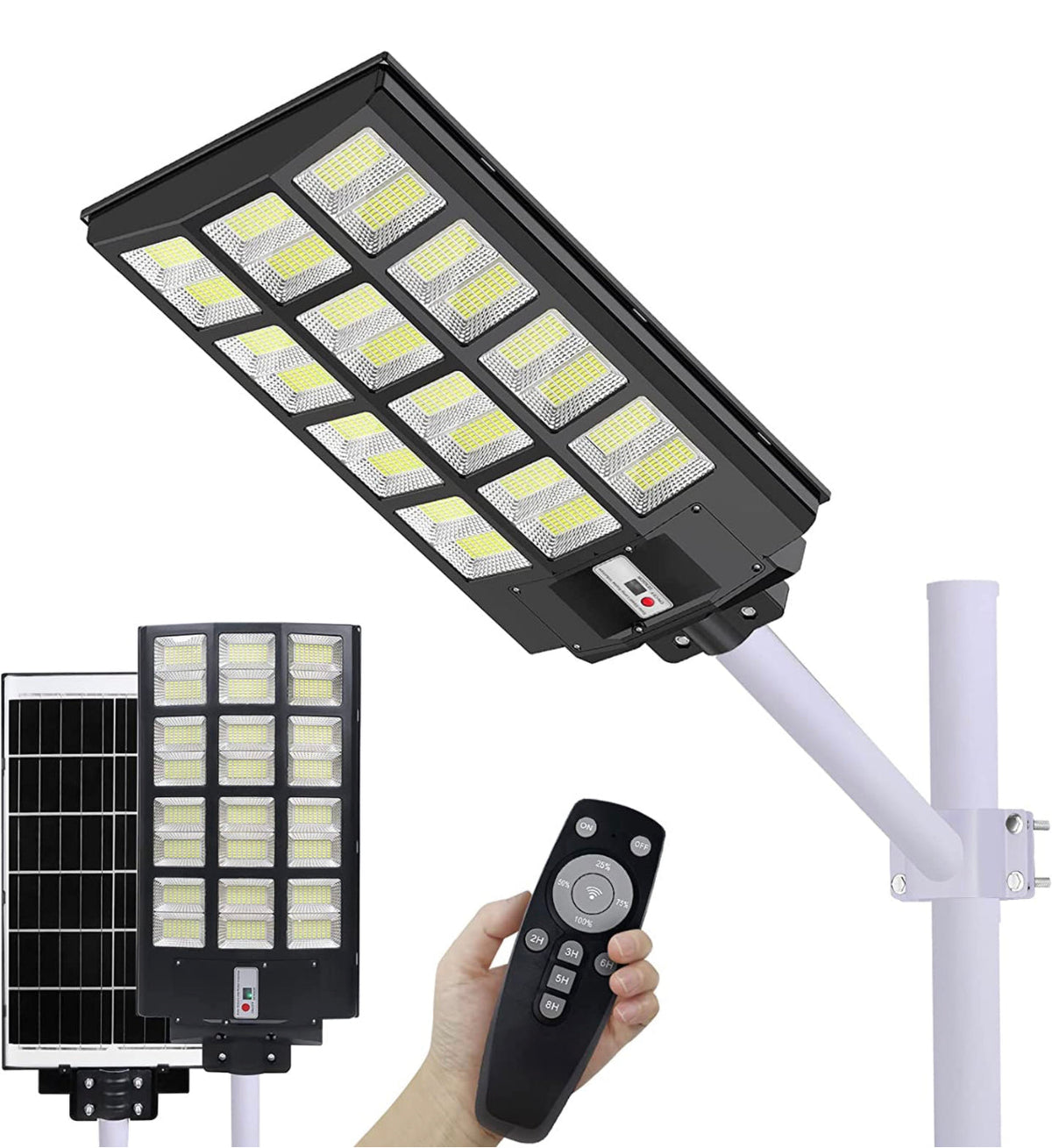 1200W LED Solar Street Light Motion Sensor, 100000LM IP65 Waterproof Solar Security Flood Lights Outdoor with Remote Control, Dusk to Dawn Solar Lights Lamp