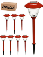 NUEVAS luces LED Energizer de 8 colores a pedido para caminos solares al aire libre, de acero inoxidable (rojas) 