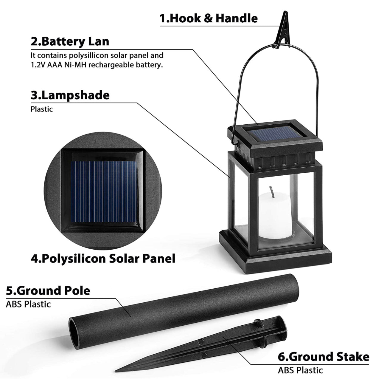 Farol solar colgante para exteriores SmartYard, paquete de 8 luces solares para caminos de 10 lúmenes, luz con efecto vela, blanco cálido