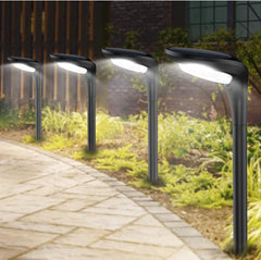 Luces solares para caminos SmartYard, paquete de 4 luces LED solares para jardín con brillo de color, iluminación para paisajes, cambio de color automático y fijas