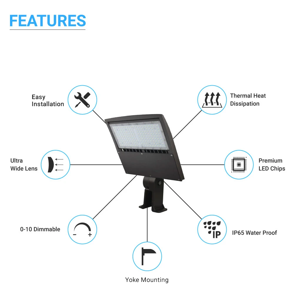 150W LED Pole Lights Outdoor 5700K Daylight White 21000LM AC120-277V, Bronze, IP65, Dimmable, UL, DLC Listed, Outdoor Wall Mounted Parking Lot Lights