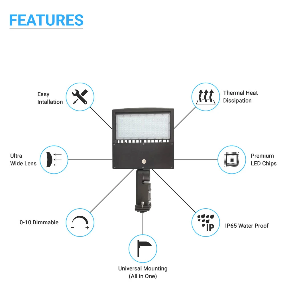 150W LED Pole Lights Outdoor, 5700K, 21000LM, Universal Mount, Bronze, AC120-277V, Waterproof IP65, UL, DLC Listed, LED Parking Lot Lights - Outdoor Commercial Area Street Lighting