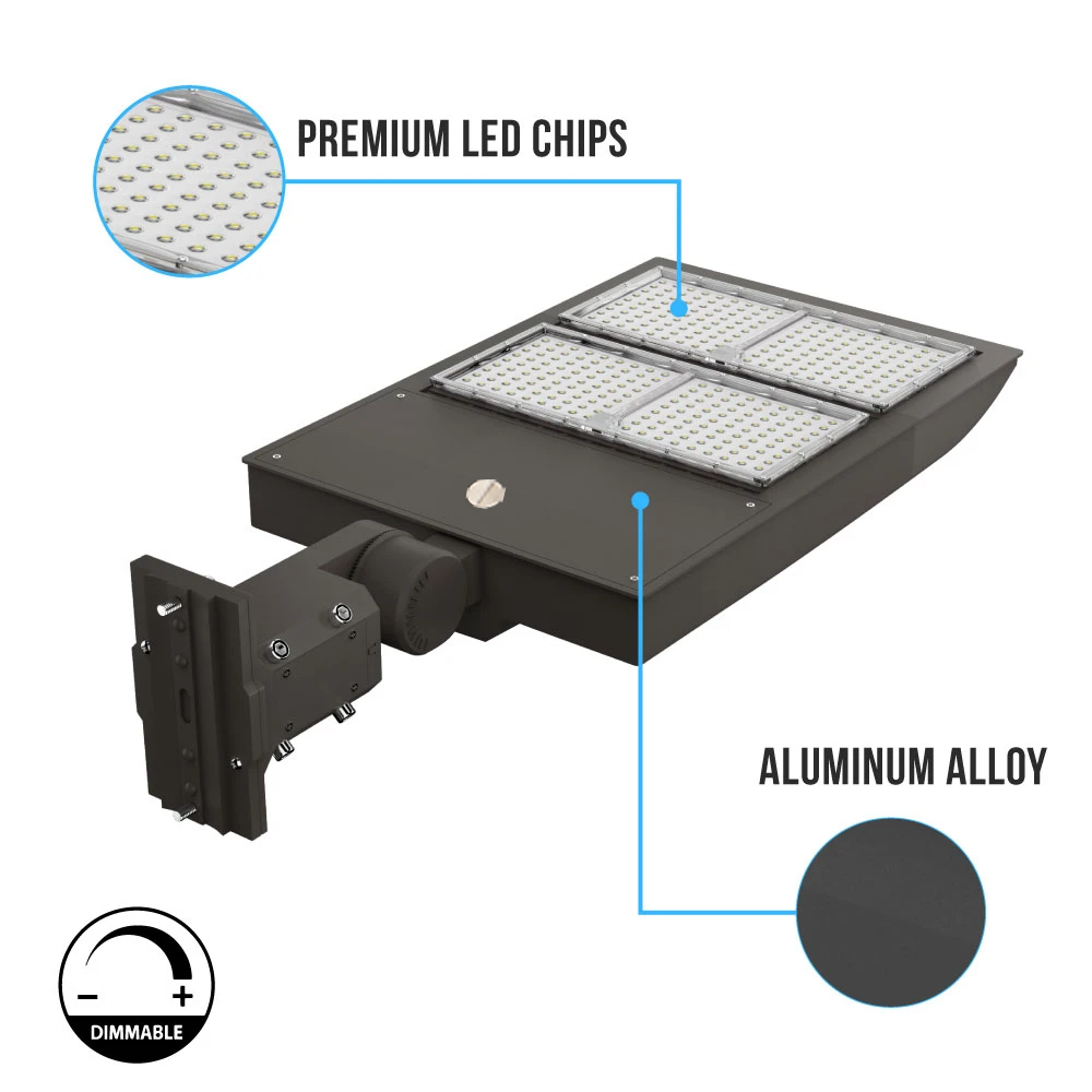 Lampadaires LED 240 W pour extérieur, 5 700 K, montage universel, bronze, AC 120-277 V, éclairage de parking à LED - éclairage public extérieur pour zones commerciales