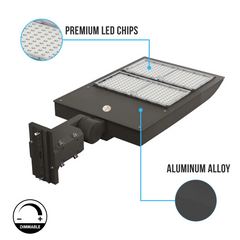 Lampadaires LED 300 W pour extérieur, 5 700 K, montage universel, bronze, étanche IP65, AC 120-277 V, éclairage de parking à LED - éclairage de sécurité de rue pour zones commerciales