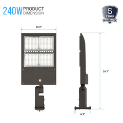 Lampadaires LED 240 W pour extérieur, 5 700 K, montage universel, bronze, AC 120-277 V, éclairage de parking à LED - éclairage public extérieur pour zones commerciales