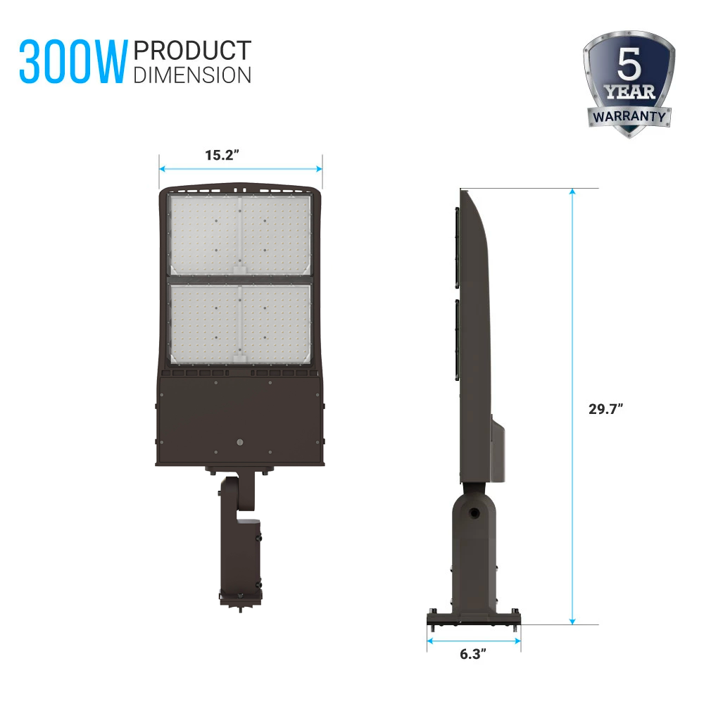 Lampadaires LED 300 W pour extérieur, 5 700 K, montage universel, bronze, étanche IP65, AC 120-277 V, éclairage de parking à LED - éclairage de sécurité de rue pour zones commerciales