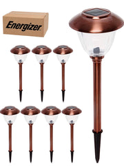 Paquete de 8 luces LED solares para caminos de exterior Energizer, de acero inoxidable, 15 lúmenes