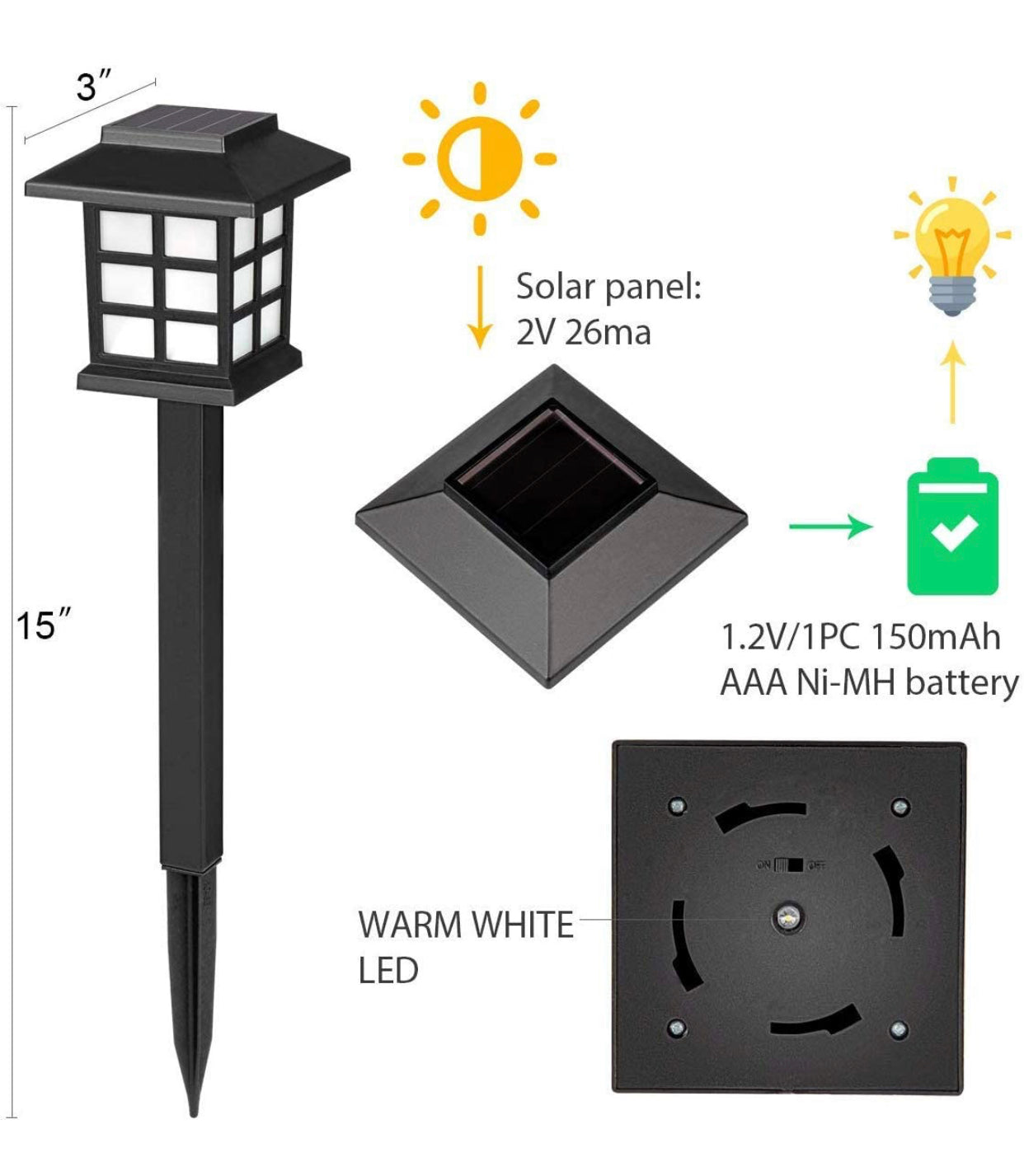 12 Pack Solar Pathway Lights Outdoor, Waterproof Outdoor Solar Lights