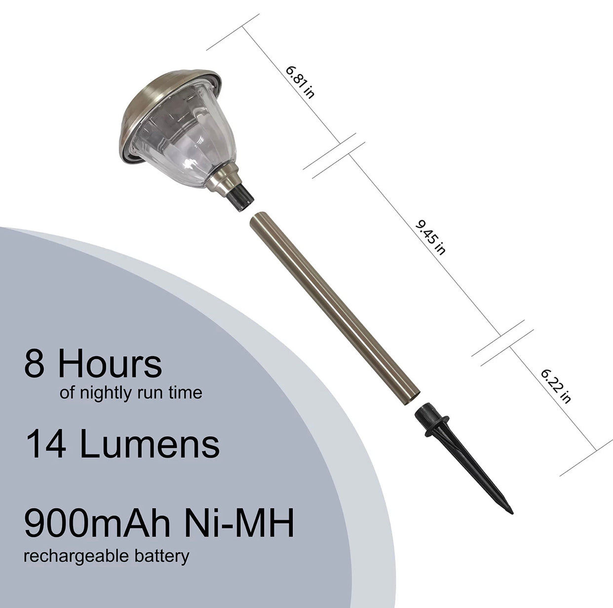 Lot de 8 lampes solaires à DEL Energizer pour allées extérieures - Verre et acier inoxydable (argent) 