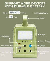 Générateur solaire - Centrale électrique portable pour urgence, générateur solaire avec panneau comprenant 3 jeux de lumières LED 