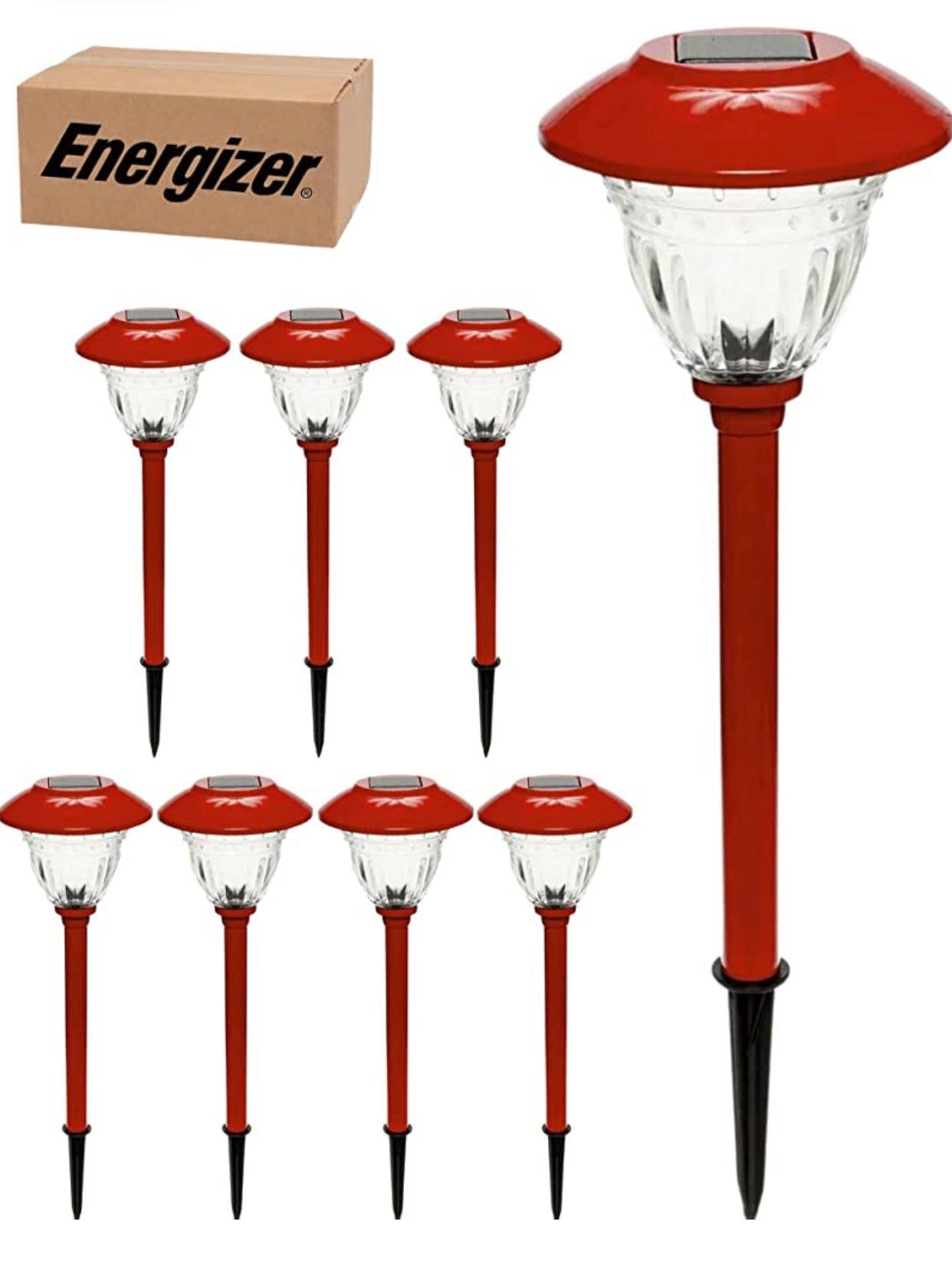 Paquete de 8 luces LED solares para caminos de exterior Energizer, de acero inoxidable, 15 lúmenes