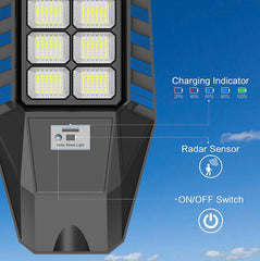 Lot de 2 lampadaires solaires d'extérieur 1600 W 90 000 lumens du crépuscule à l'aube, alimentés par l'énergie solaire avec télécommande et capteur de mouvement 