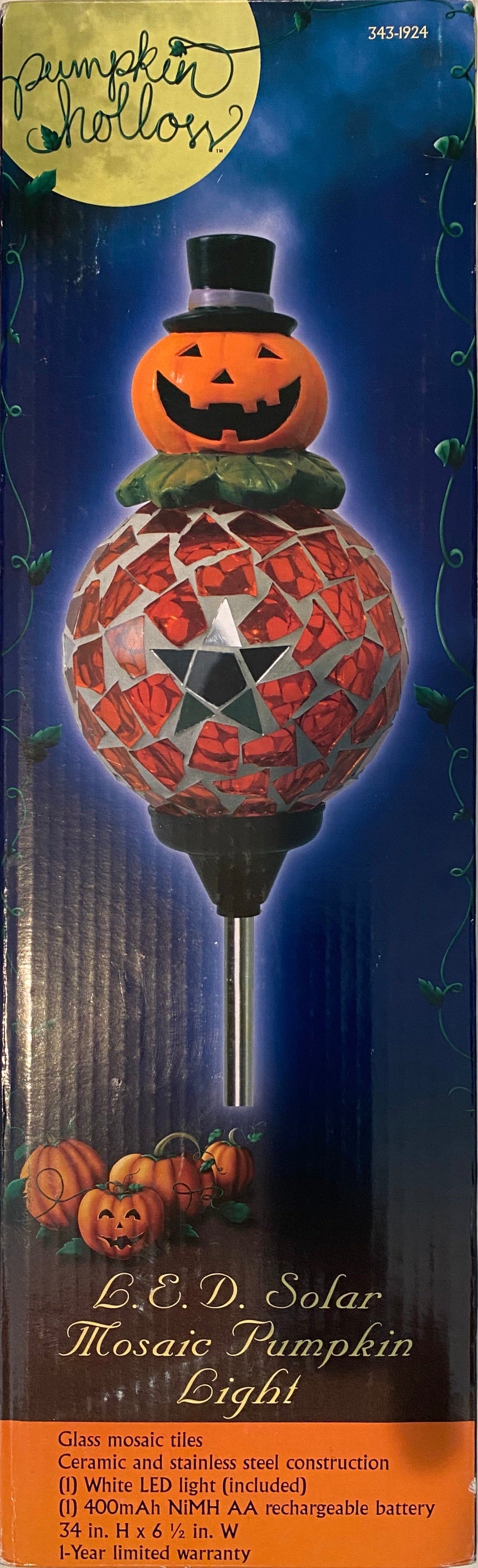 Lámpara solar LED con forma de calabaza, multicolor, de 32 pulgadas, con diseño de mosaico, para caminos (paquete de 1) 