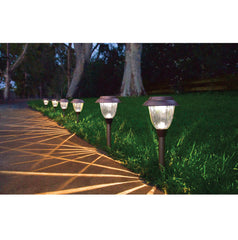 High-End Solar LED Pathway Lights Glass And Stainless Steel (10-Pack)