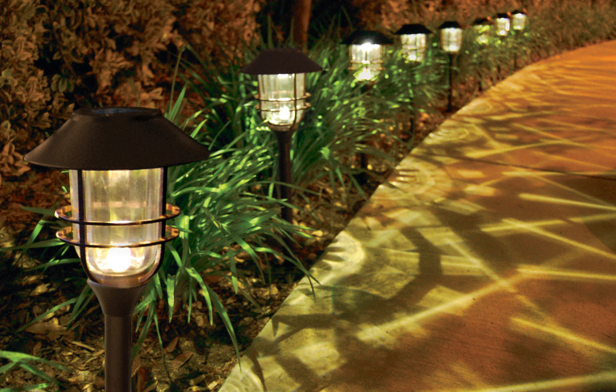 Luces LED solares para caminos con parrilla SmartYard, paquete de 8, bronce frotado con aceite 