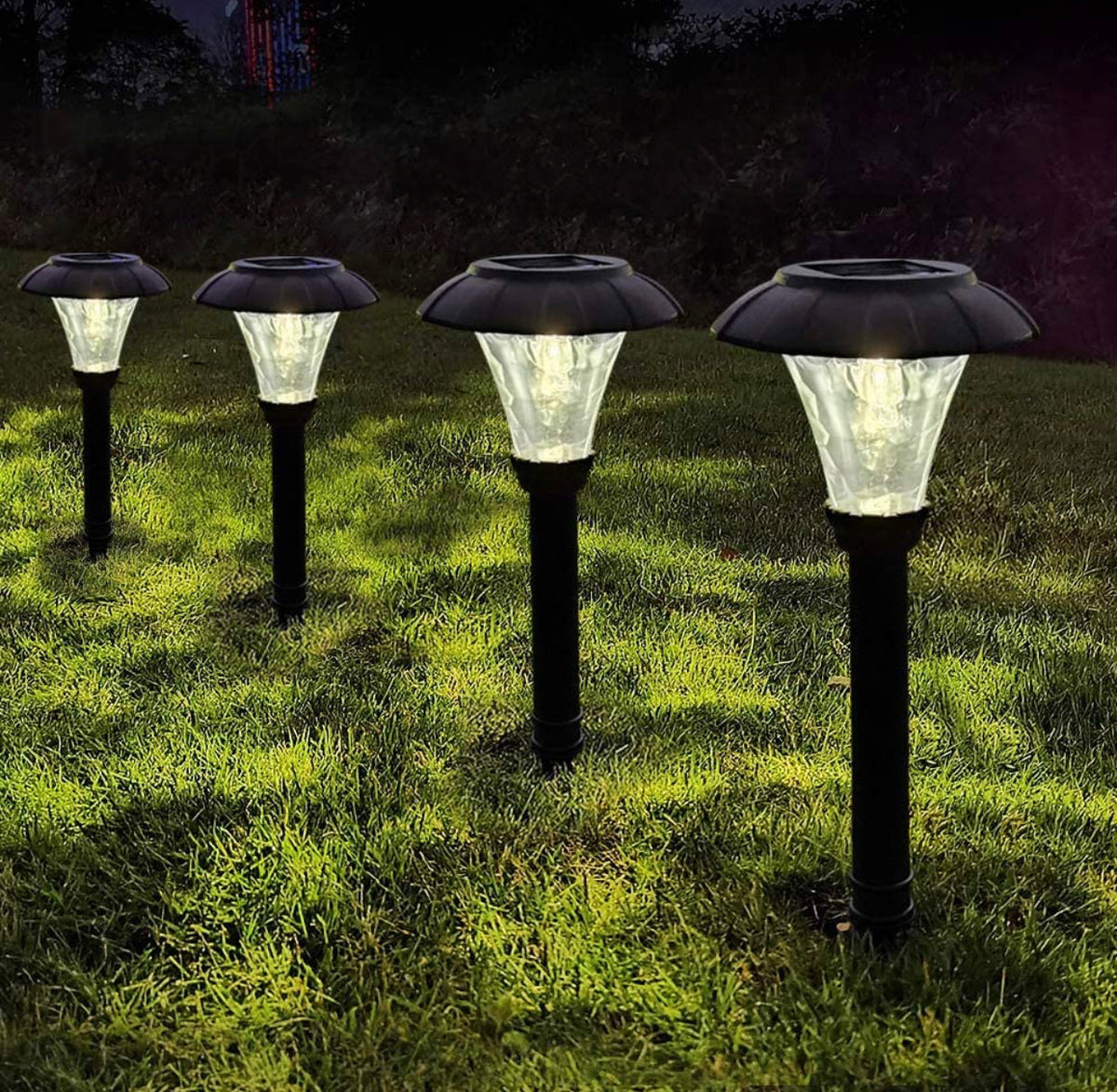 Luces solares SmartYard para exteriores y jardín, 12 paquetes de luces LED solares para caminos, iluminación para paisajes terrestres (blanco cálido)