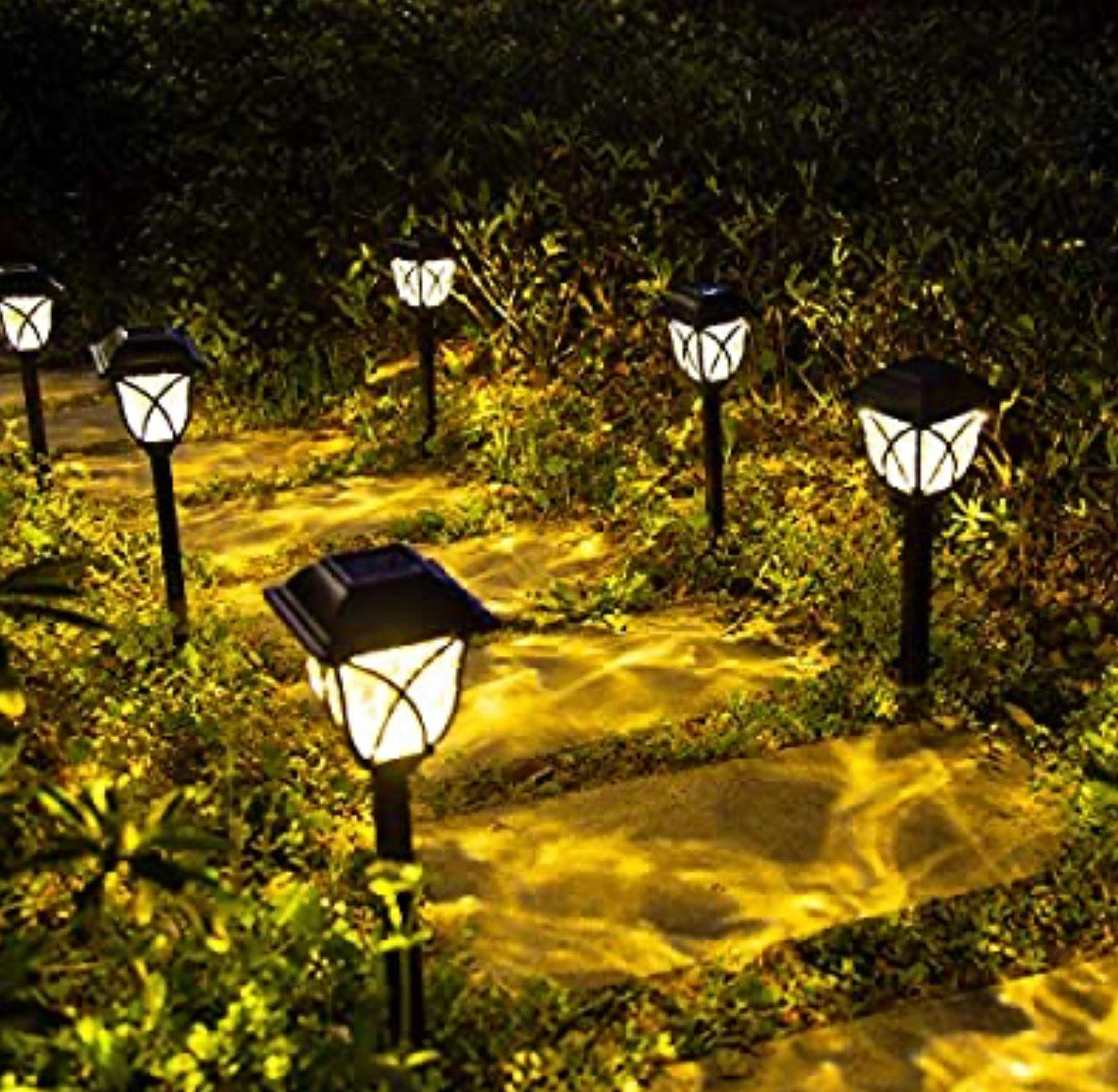 Lot de 8 lampes solaires à LED pour jardin, allée, cour, extérieur 