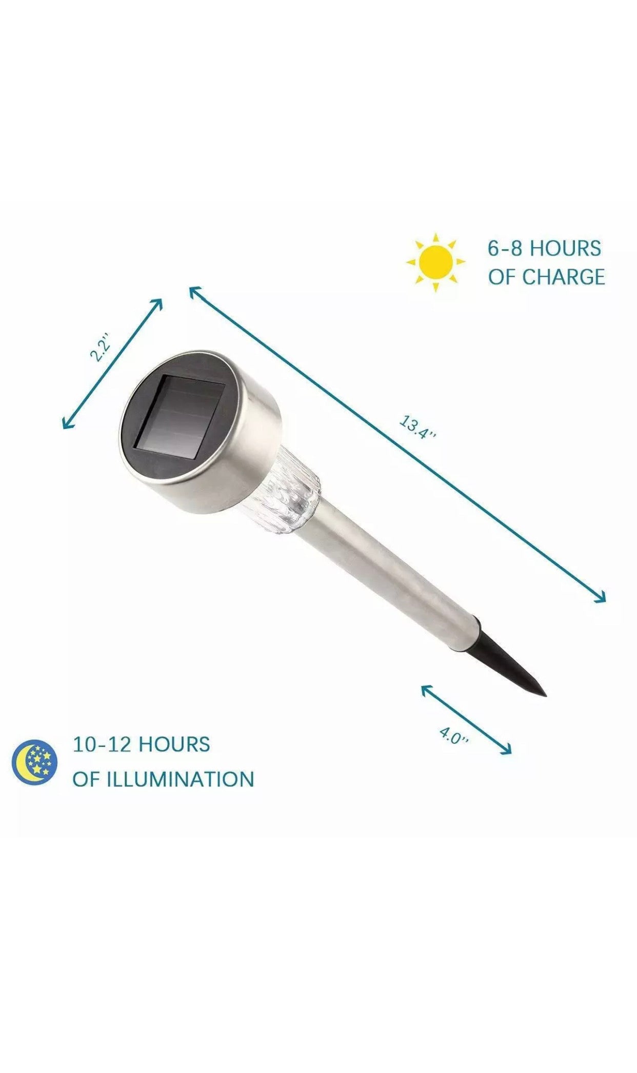 Paquete de 24 luces LED solares de acero inoxidable para exteriores para jardín, césped, paisaje, camino