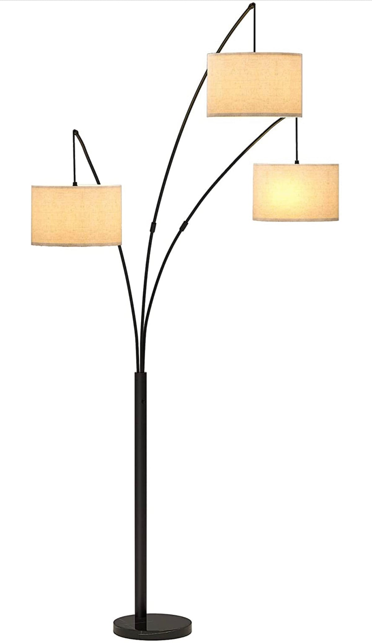 Modern Arc Floor Lamp w/ Marble Base -- 3 Lights Hanging Over The Couch from Behind - Multi Head Arching Tree Lamp -Oil Rubbed Bronze