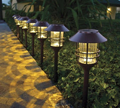 Luces LED solares para caminos con parrilla SmartYard, paquete de 8, bronce frotado con aceite 