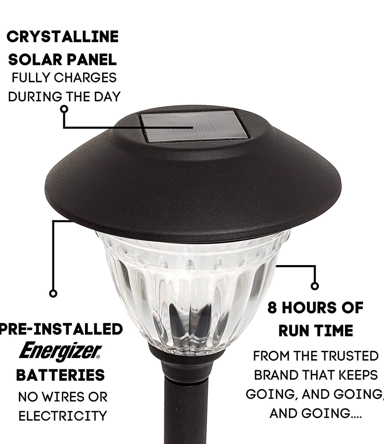 Lot de 10 lampes solaires à LED Energizer pour allées extérieures - Acier inoxydable