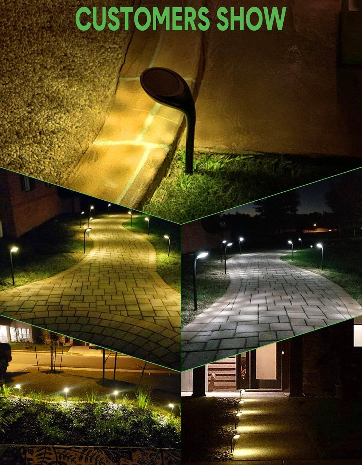 Luces solares para caminos SmartYard, paquete de 4 luces LED solares para jardín con brillo de color, iluminación para paisajes, cambio de color automático y fijas